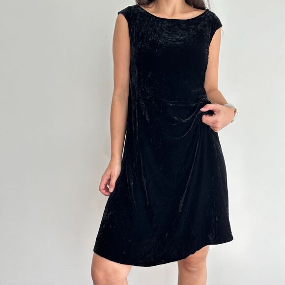 Eileen Fisher Dresses & Skirts - Eileen Fisher Crushed Velvet Dress Womens Medium P Silk Rayon Velour Bateau Neck